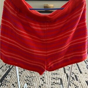 Madden Red and Pink Striped Knit Shorts